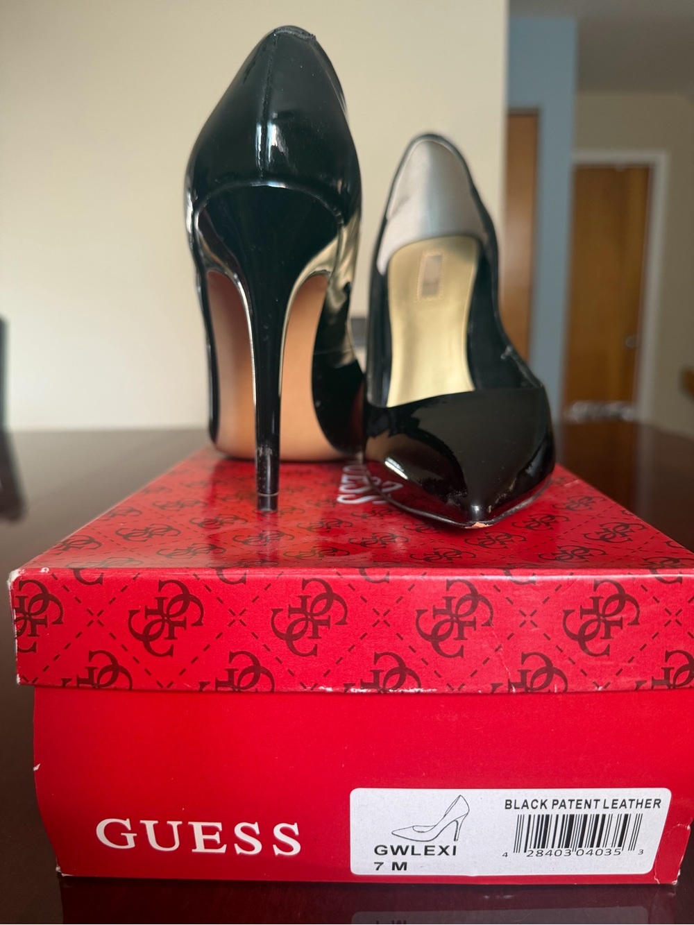 GUESS Patent Leather Pointed Toe Stiletto Pumps